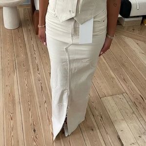 NWT Djerf Avenue Remake Denim Skirt Maxi Cream